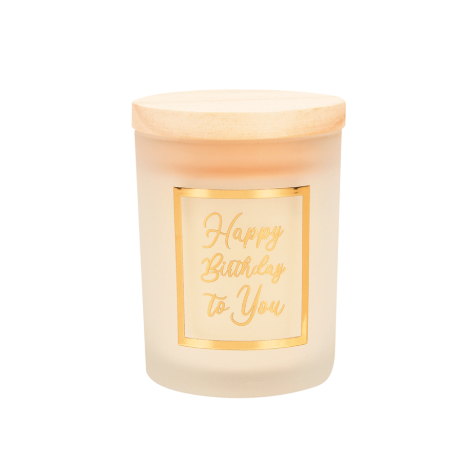 Kleine Goud & Witte geurkaars 'Happy Birhtday'